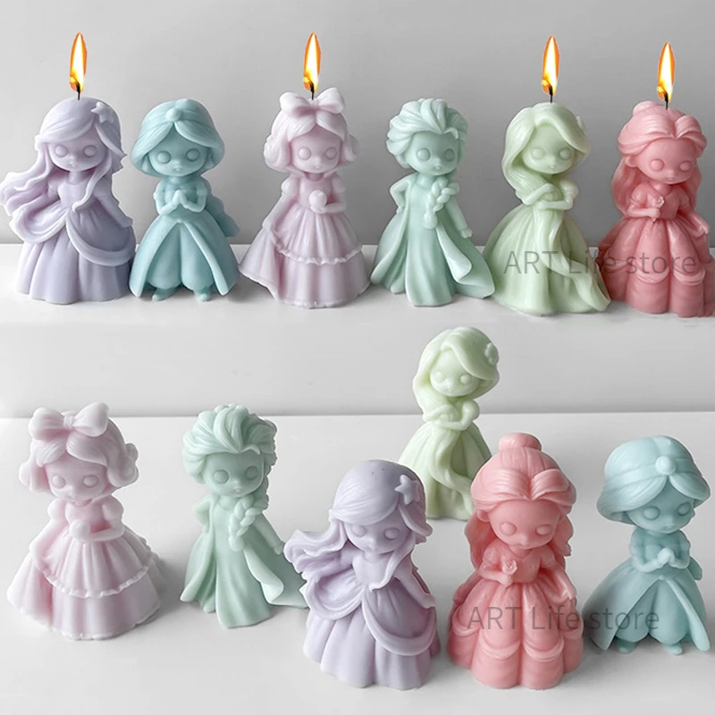 Candle Supplies Shop - 6 Princess Doll Silicone Candle Mold