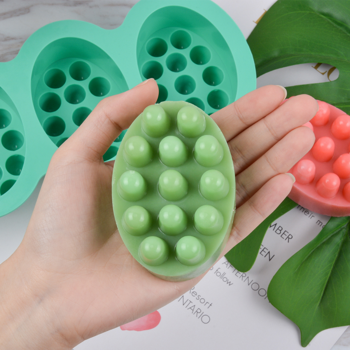 Candle Supplies Wholesale - 4 Hole Oval Massage Soap Silicone