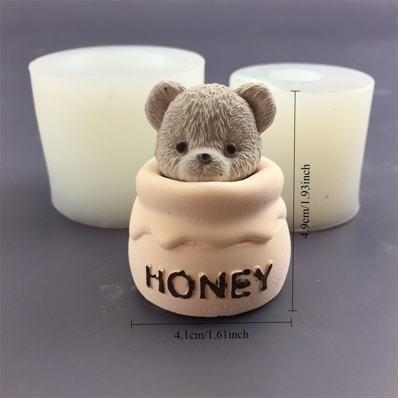 Cute Bear Honey Jar Silicone C - Candle Supplies Shop review and price